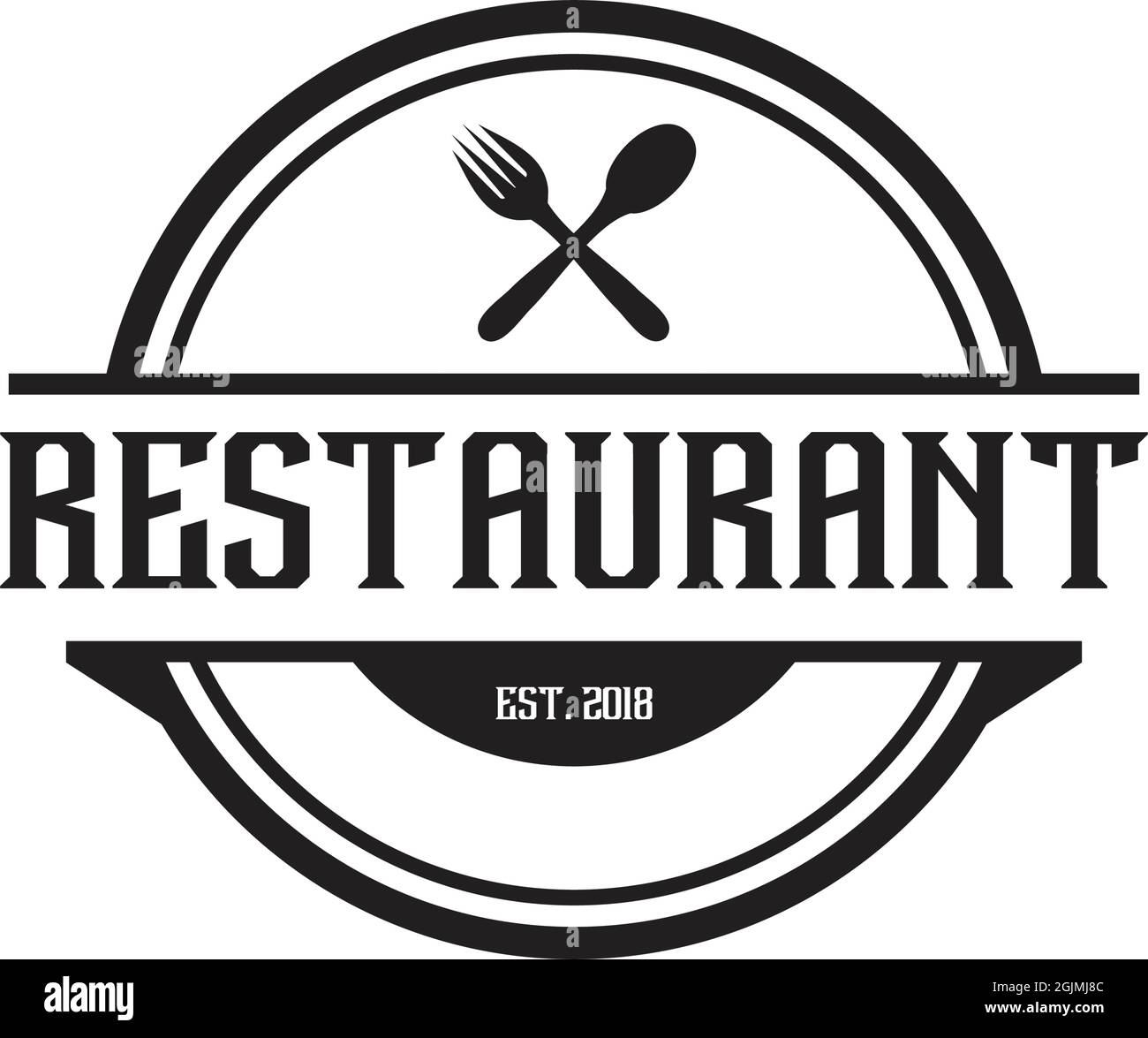 Modello vettoriale di ispirazione per il design del logo del ristorante Illustrazione Vettoriale