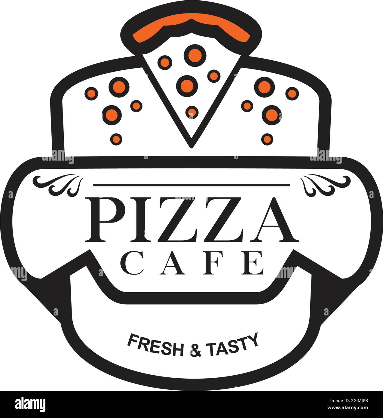 Modello vettoriale icona logo ristorante pizza Illustrazione Vettoriale