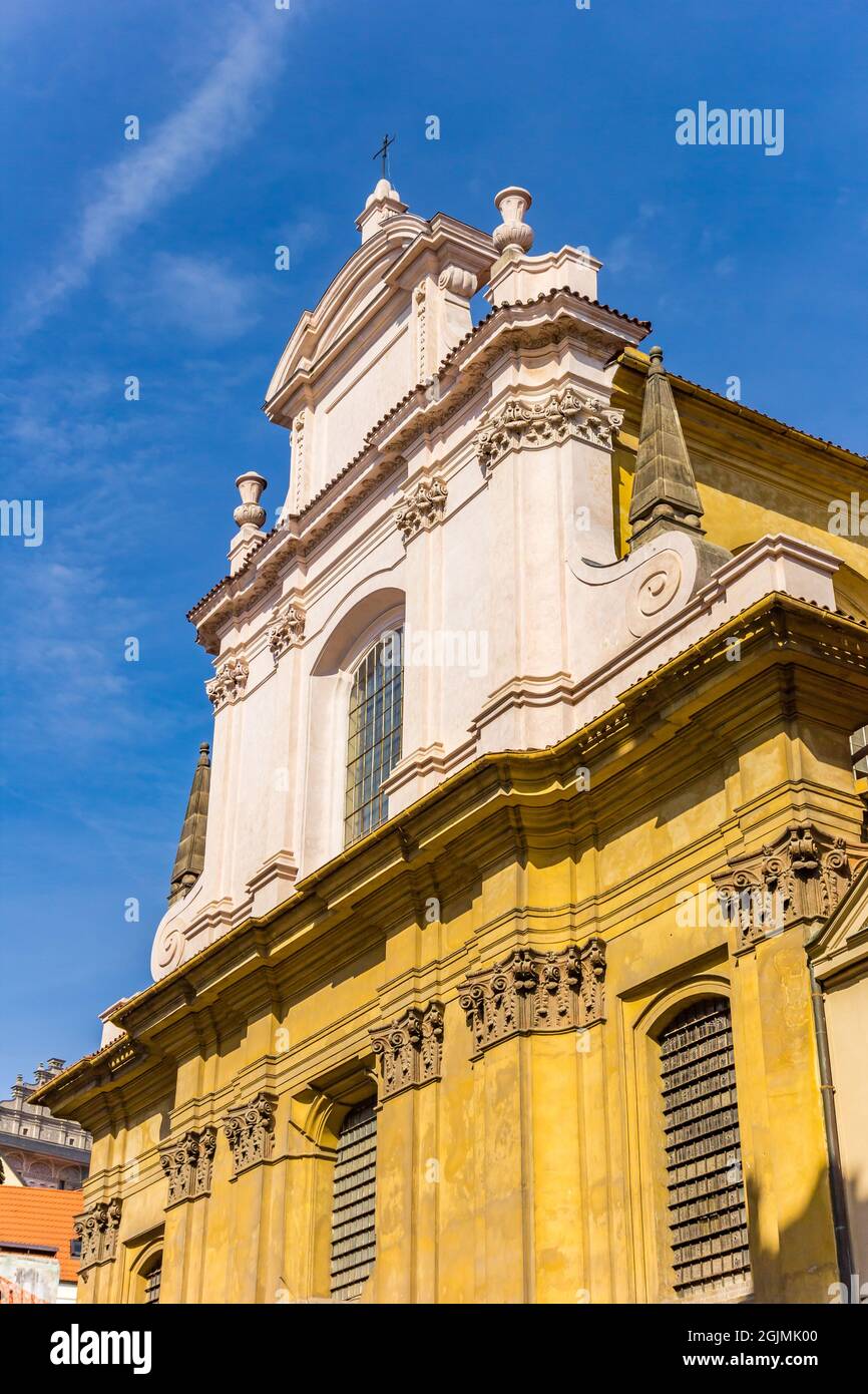 Facciata della Chiesa della Vergine Maria in Mala Strana, Praga, Repubblica Ceca Foto Stock