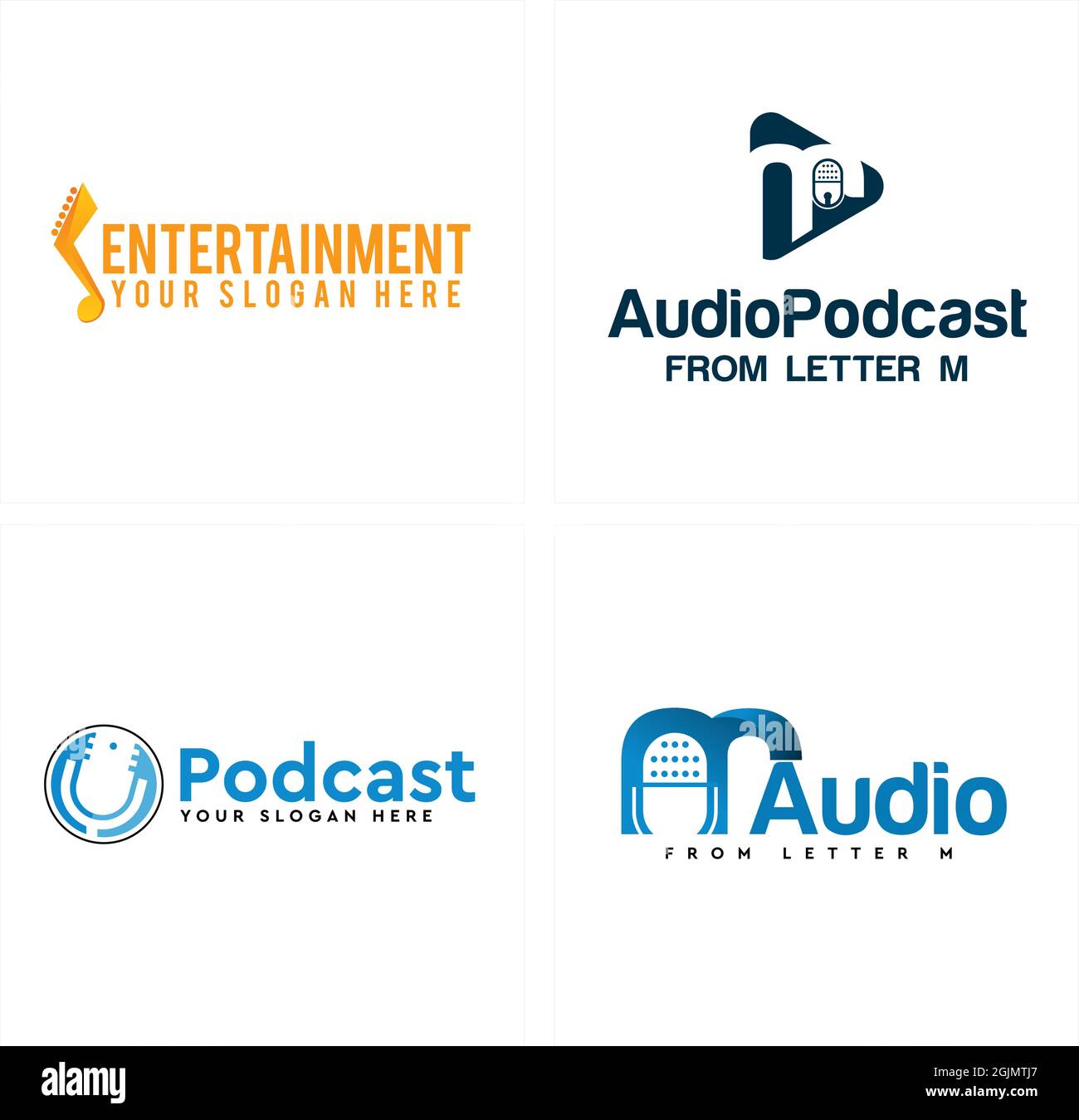 Intrattenimento musicale podcast logo design Illustrazione Vettoriale