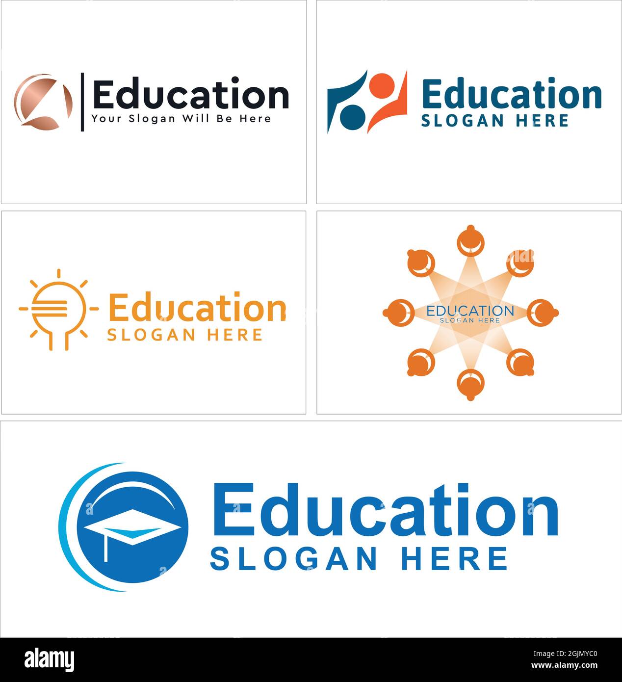 Design del logo della lampada per la scuola di istruzione Illustrazione Vettoriale