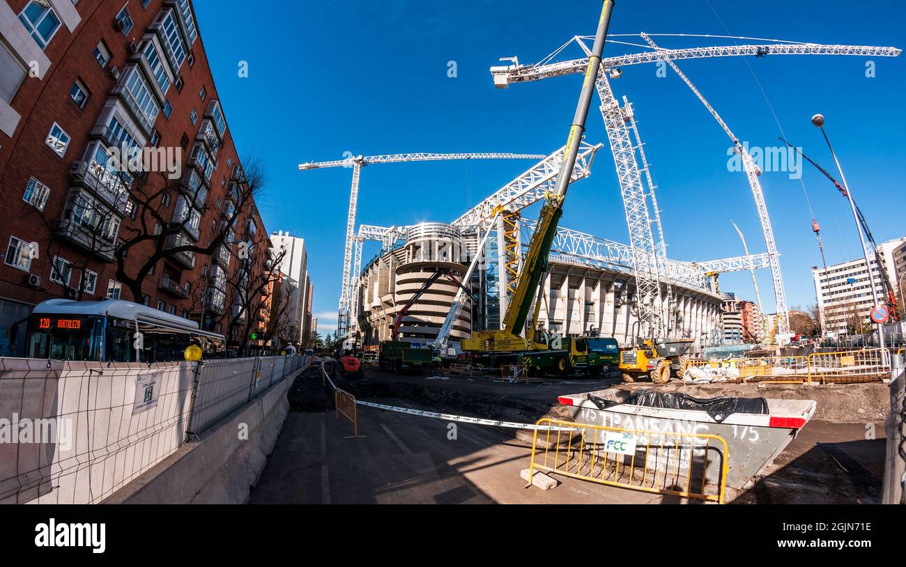 Estadio Santiago Bernabéu en obras. Madrid. España Foto Stock