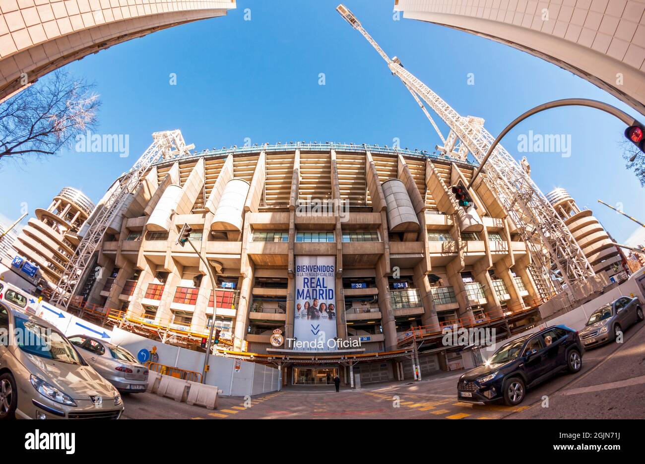 Estadio Santiago Bernabéu en obras. Madrid. España Foto Stock