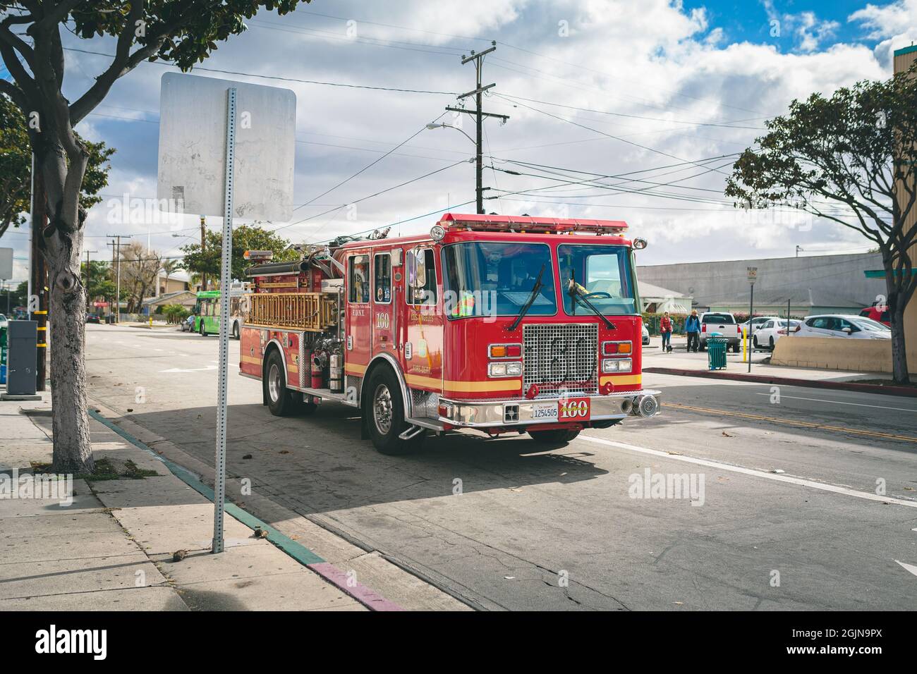 Camion dei vigili del fuoco di Los Angeles Foto Stock