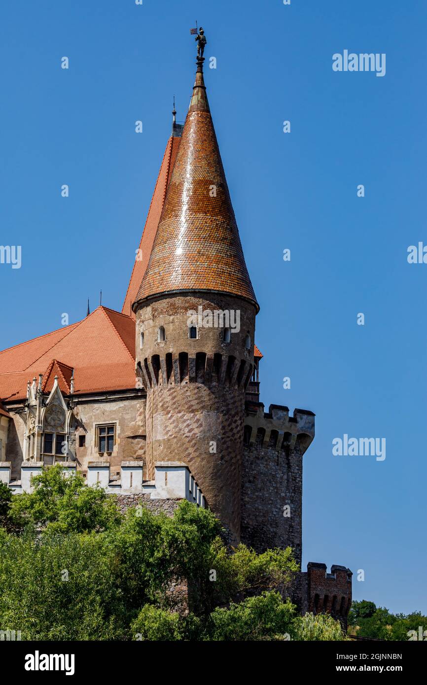 Il Castello di Hunedoara in Romania Foto Stock