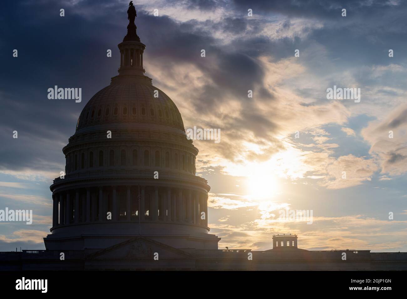 EDIFICIO della capitale DEGLI STATI UNITI al tramonto Foto Stock