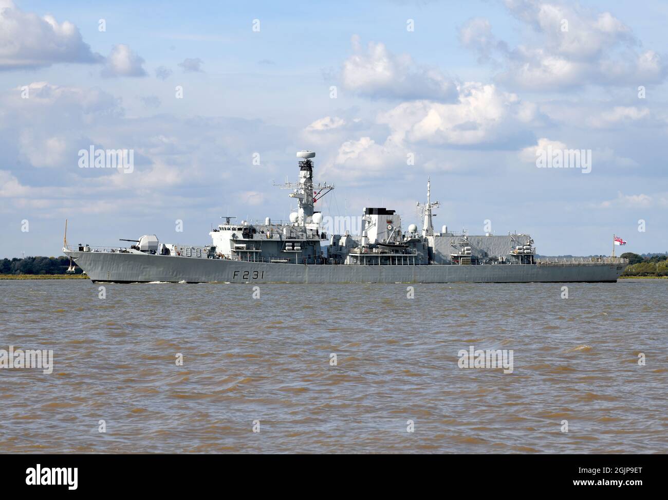 11/09/2021 River Thames Gravesend HMS Argyll (F231) è Royal Navy Type 23 Duke class fregate ed è raffigurata sul Tamigi vicino Gravesend. T Foto Stock