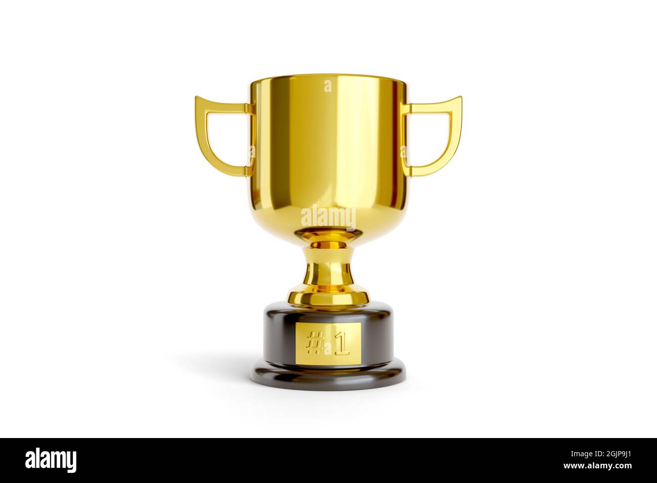 Numero uno trofeo isolato su sfondo bianco. illustrazione 3d. Foto Stock