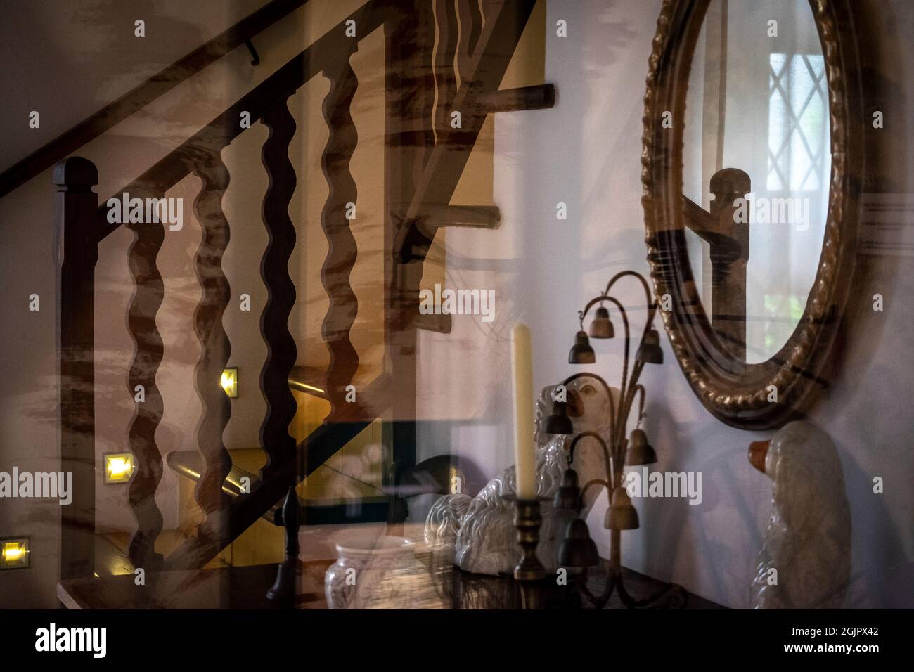 Interno della casa dello scrittore Robert Graves a Deià, Maiorca, Spagna Foto Stock