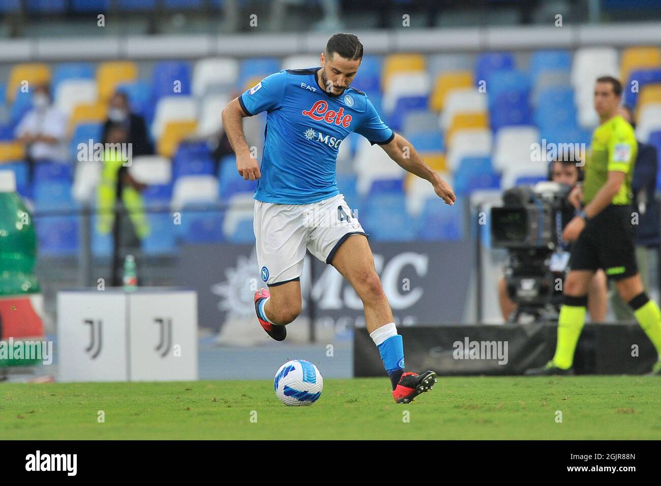 Napoli, Italia. 11 Settembre 2021. Konstantinos Manolas giocatore di Napoli, durante la partita del campionato SerieA italiano tra Napoli e Juventus, risultato finale 2-1, partita disputata allo stadio Diego Armando Maradona. Napoli, Italia, 11 settembre 2021. (Foto di Vincenzo Izzo/Sipa USA) Credit: Sipa USA/Alamy Live News Foto Stock