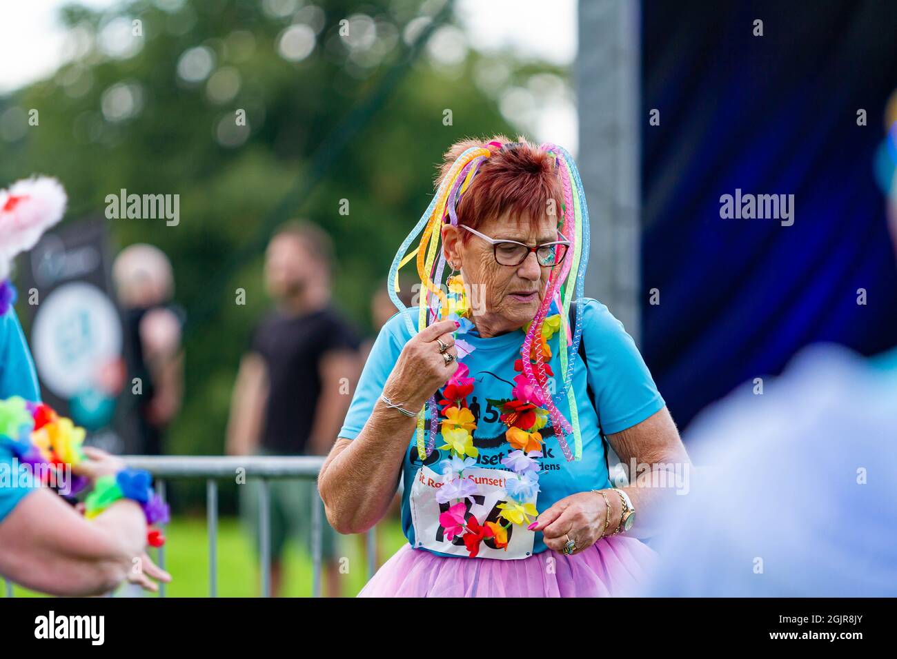 Arley Hall & Gardens, Warrington, Cheshire, Regno Unito. 11 Settembre 2021. 5k Sunset Walk per raccogliere soldi per San Rocco, l'Hospice locale per le persone a cui è stata diagnosticata una malattia che limita la vita Credit: John Hopkins/Alamy Live News Foto Stock