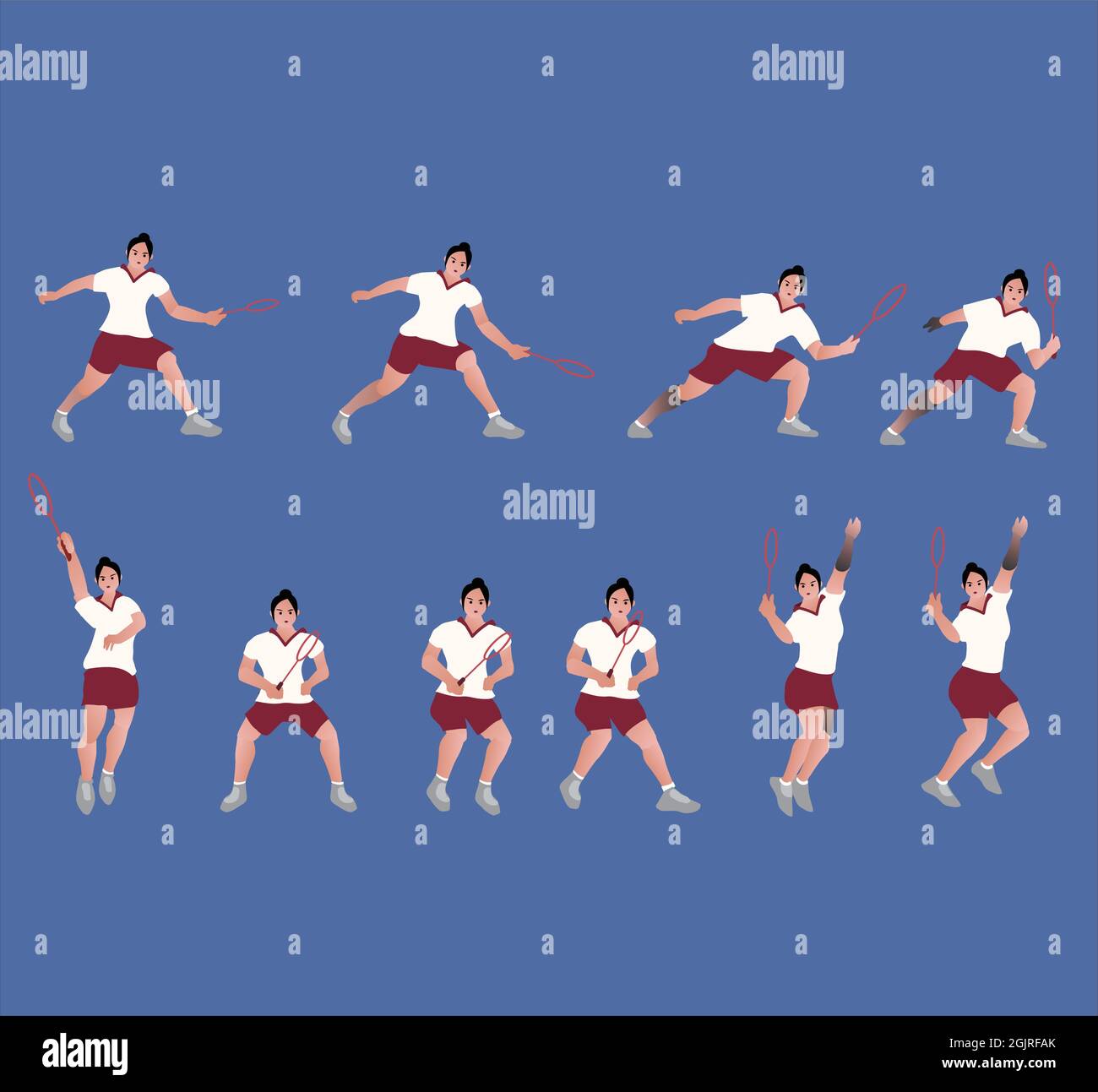 giocatore di badminton con diversi posti Illustrazione Vettoriale
