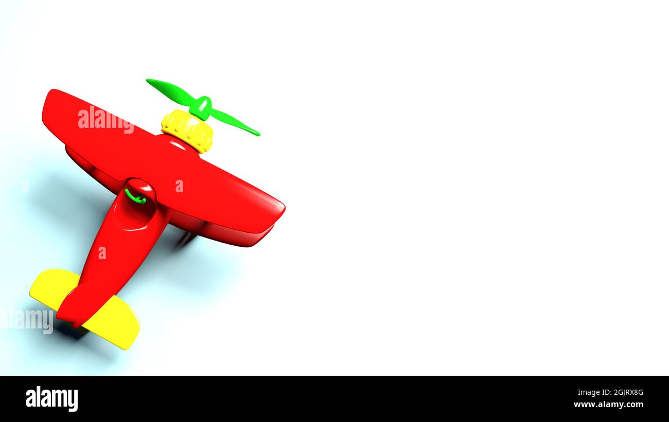 Velivolo giocattolo isolato su sfondo bianco pulito - illustrazione di rendering 3D Foto Stock