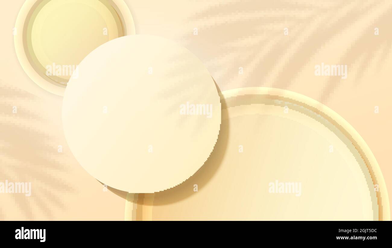 Podio per i prodotti. Ombra di palme sul pavimento. Scena per la visualizzazione del prodotto. Illustrazione vettoriale Illustrazione Vettoriale