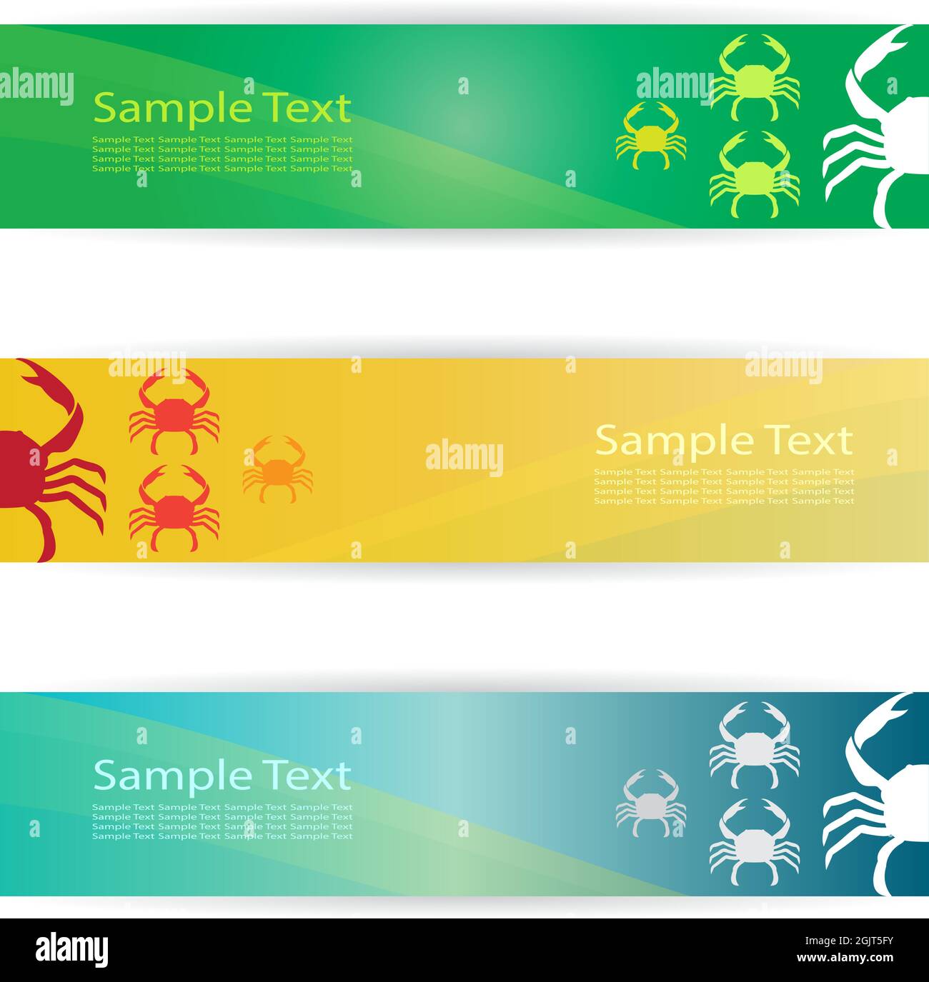 Immagine vettoriale di striscioni granchio. Illustrazione vettoriale a livelli facilmente modificabile. Illustrazione Vettoriale