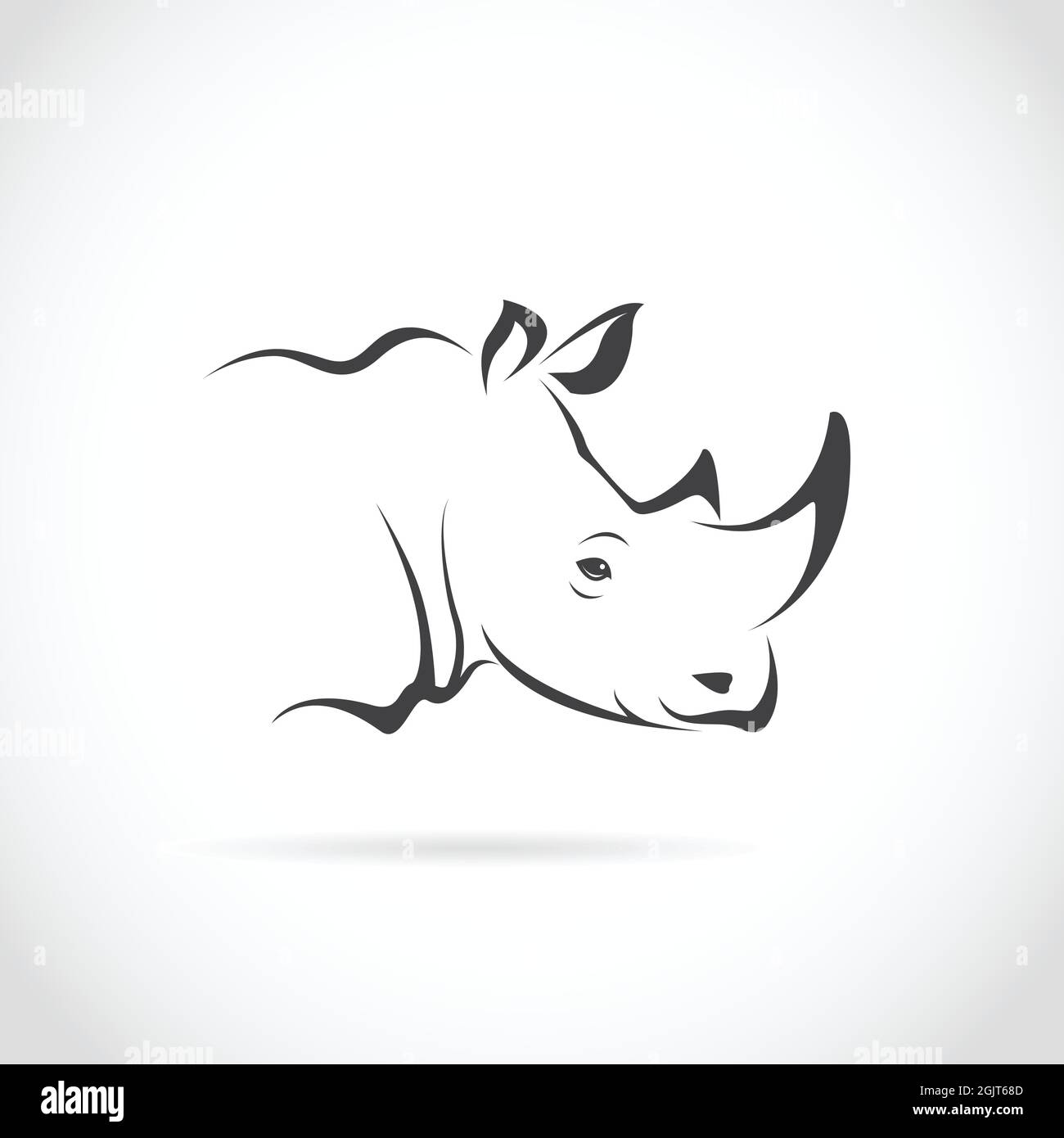 Immagine vettoriale della testa di rinoceronte su sfondo bianco. Illustrazione vettoriale a livelli facilmente modificabile. Animali selvatici. Illustrazione Vettoriale