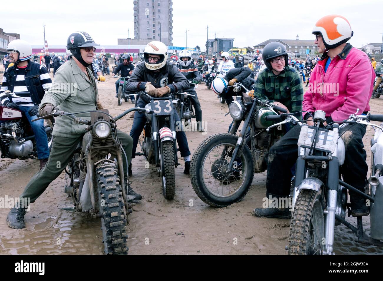 The Mile Beach Race 2021. Moto Sprint corse sulla spiaggia di sabbia Margate Thanet Kent Regno Unito Foto Stock