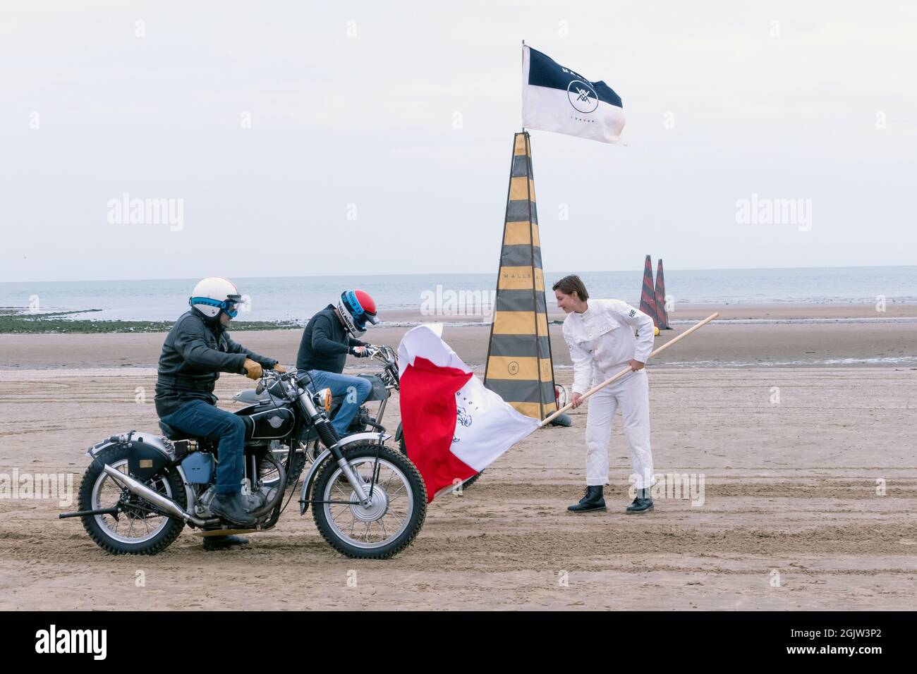 The Mile Beach Race 2021. Moto Sprint corse sulla spiaggia di sabbia Margate Thanet Kent Regno Unito Foto Stock