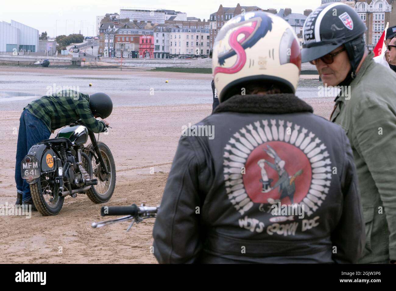 The Mile Beach Race 2021. Moto Sprint corse sulla spiaggia di sabbia Margate Thanet Kent Regno Unito Foto Stock