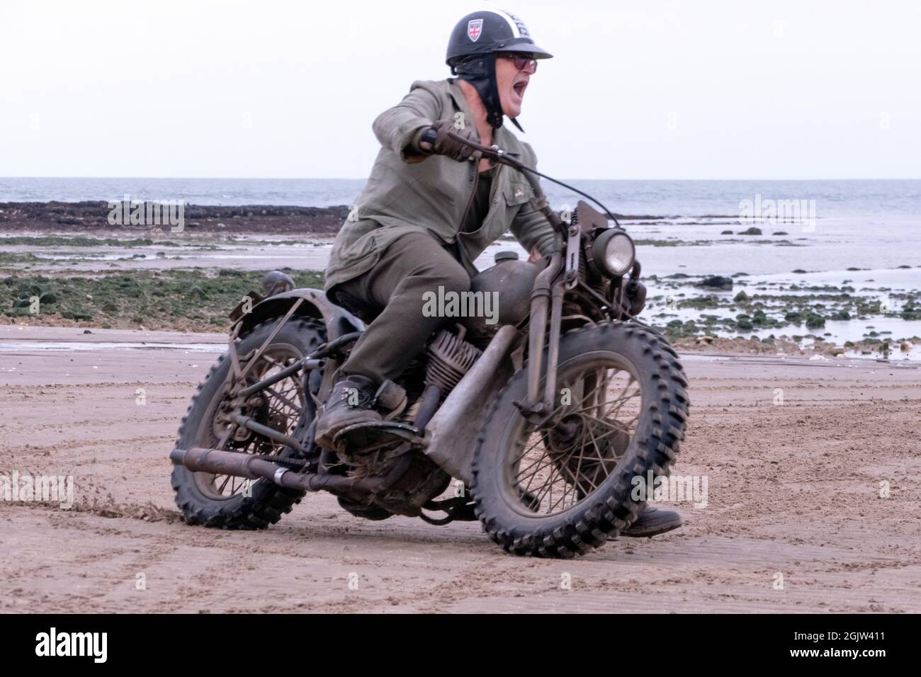 The Mile Beach Race 2021. Moto Sprint corse sulla spiaggia di sabbia Margate Thanet Kent Regno Unito Foto Stock