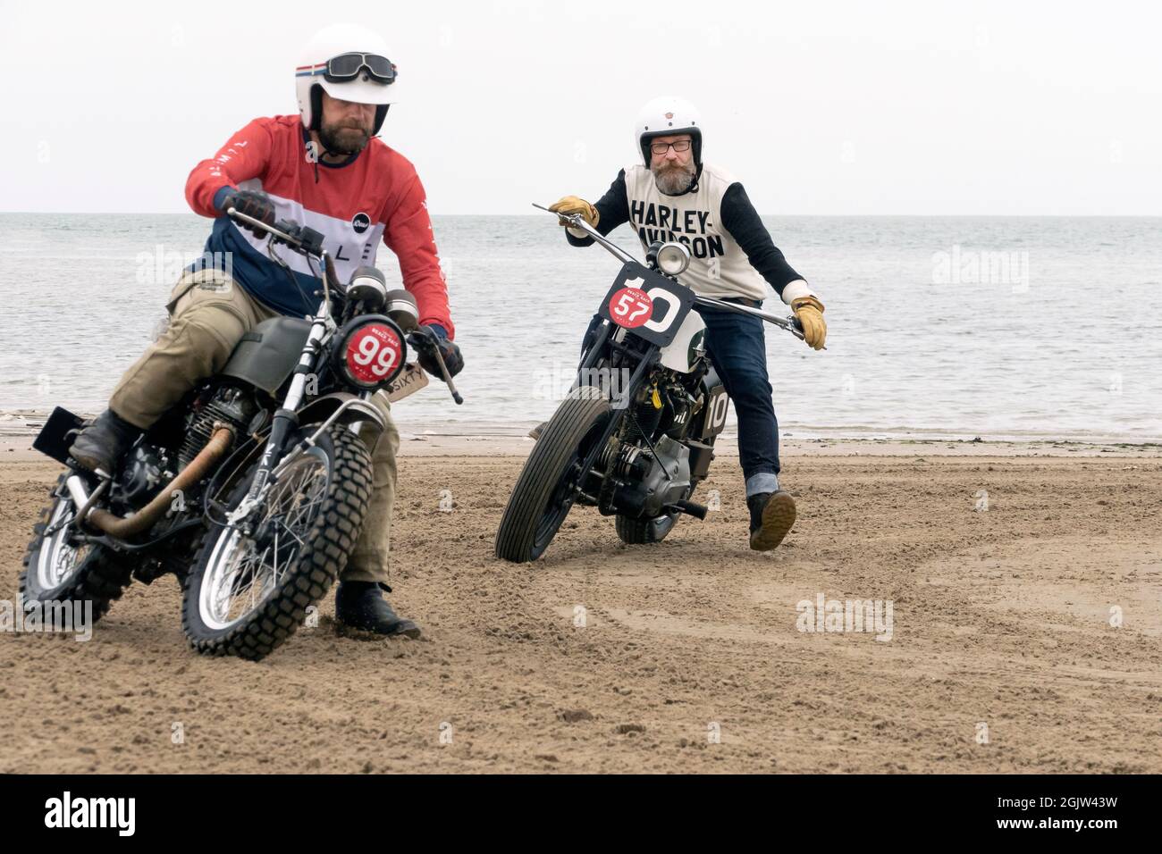 The Mile Beach Race 2021. Moto Sprint corse sulla spiaggia di sabbia Margate Thanet Kent Regno Unito Foto Stock