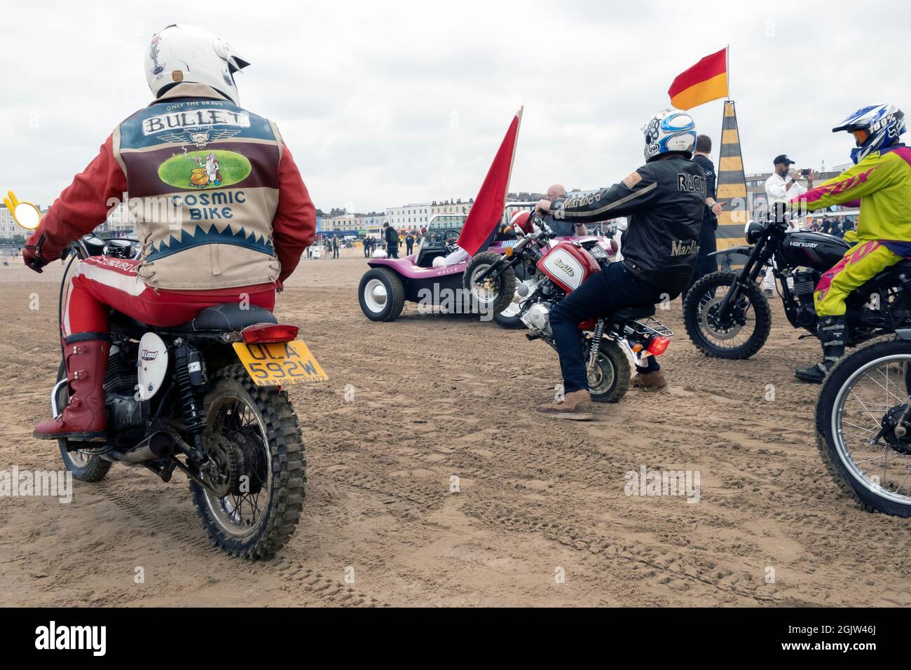 The Mile Beach Race 2021. Moto Sprint corse sulla spiaggia di sabbia Margate Thanet Kent Regno Unito Foto Stock