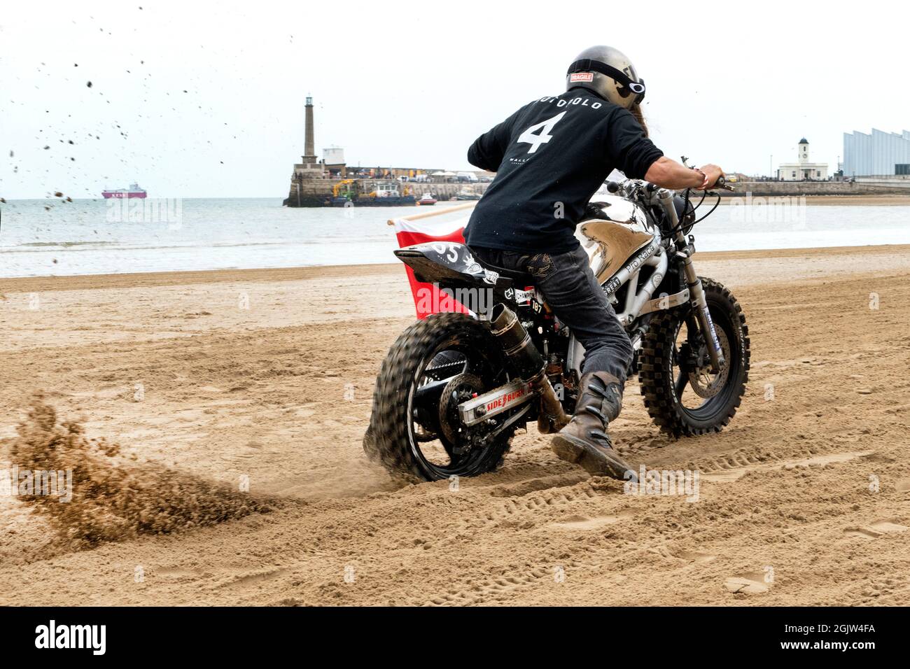The Mile Beach Race 2021. Moto Sprint corse sulla spiaggia di sabbia Margate Thanet Kent Regno Unito Foto Stock