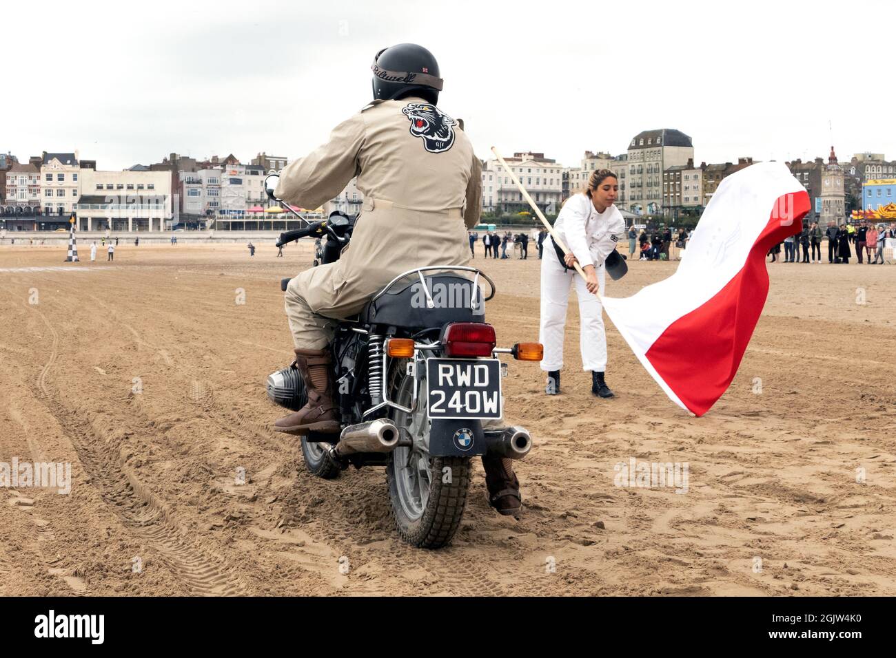 The Mile Beach Race 2021. Moto Sprint corse sulla spiaggia di sabbia Margate Thanet Kent Regno Unito Foto Stock