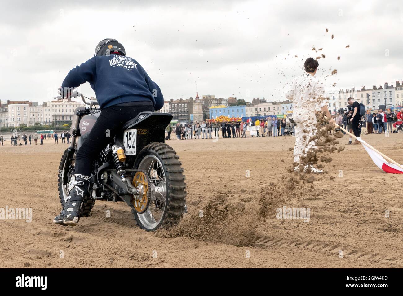 The Mile Beach Race 2021. Moto Sprint corse sulla spiaggia di sabbia Margate Thanet Kent Regno Unito Foto Stock