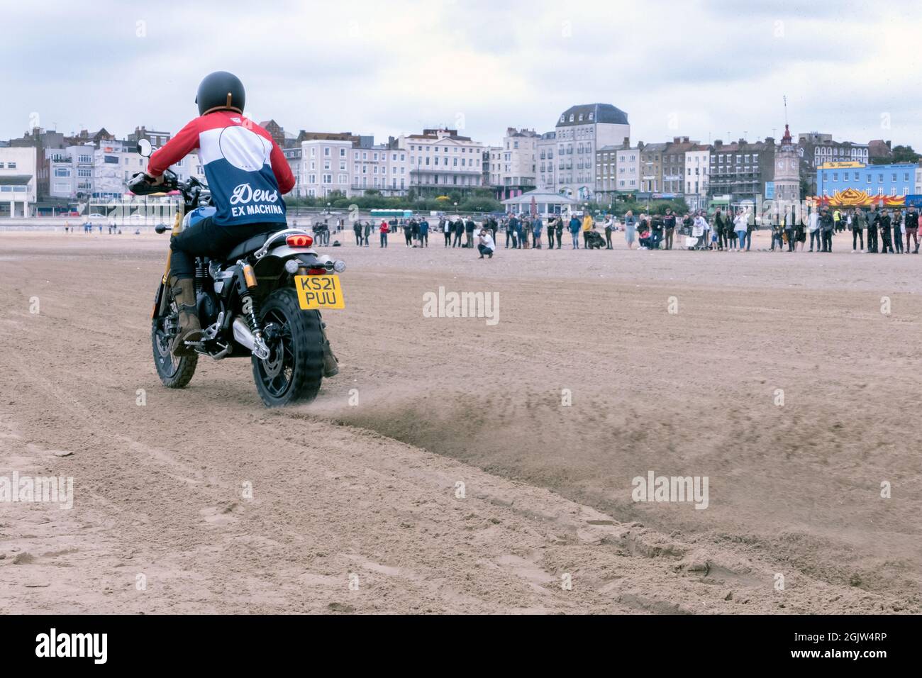 The Mile Beach Race 2021. Moto Sprint corse sulla spiaggia di sabbia Margate Thanet Kent Regno Unito Foto Stock