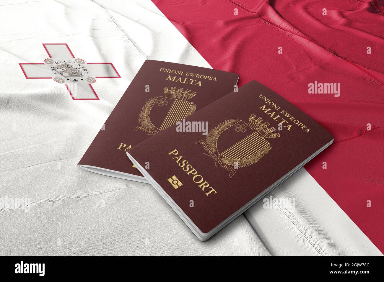 Passaporto di Malta con la bandiera di Malta, paesi dell'Unione europea,  cittadinanza per investimento Foto stock - Alamy
