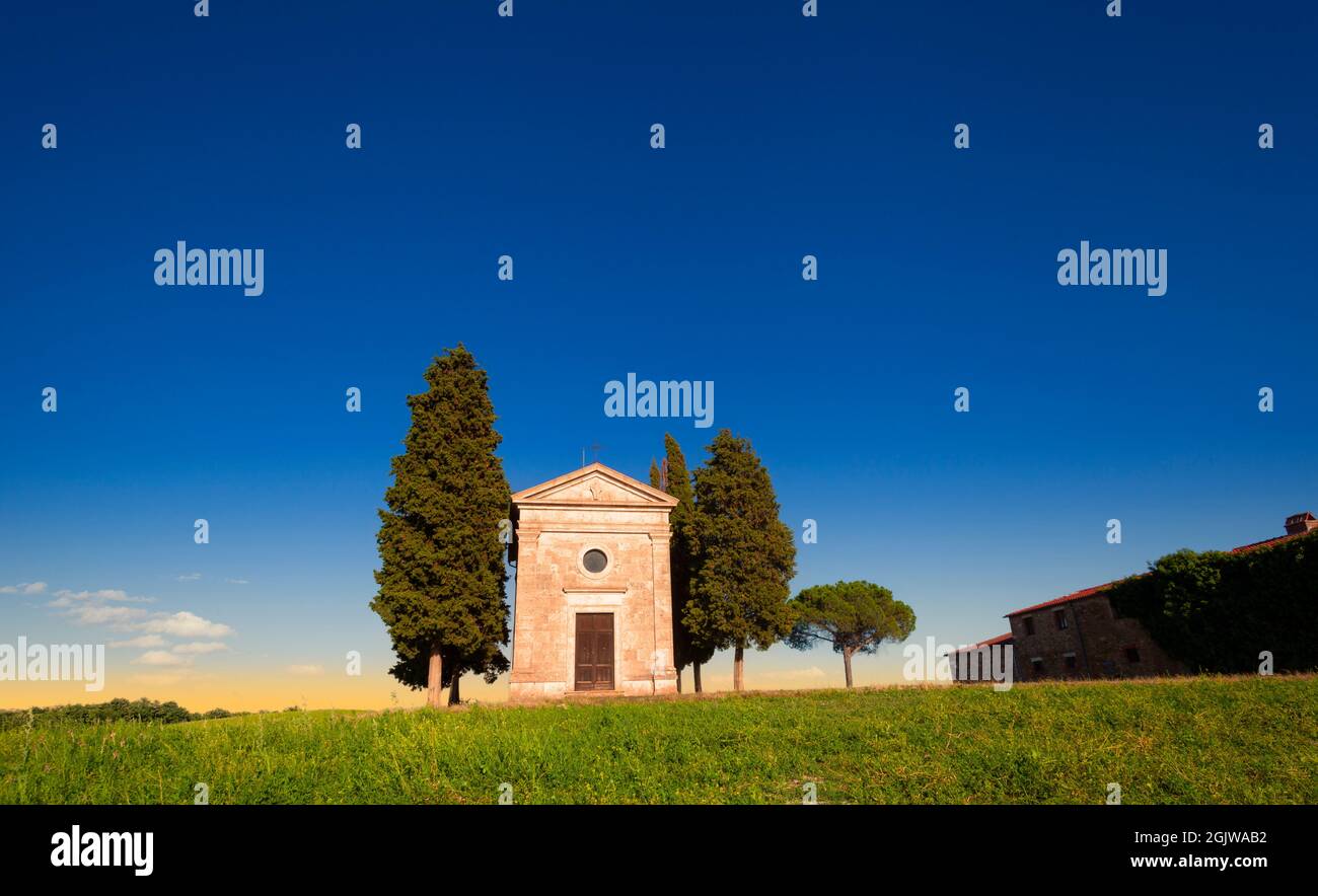 Cappella della Madonna di Vitaleta (Pienza, Toscana, Italia) Foto Stock