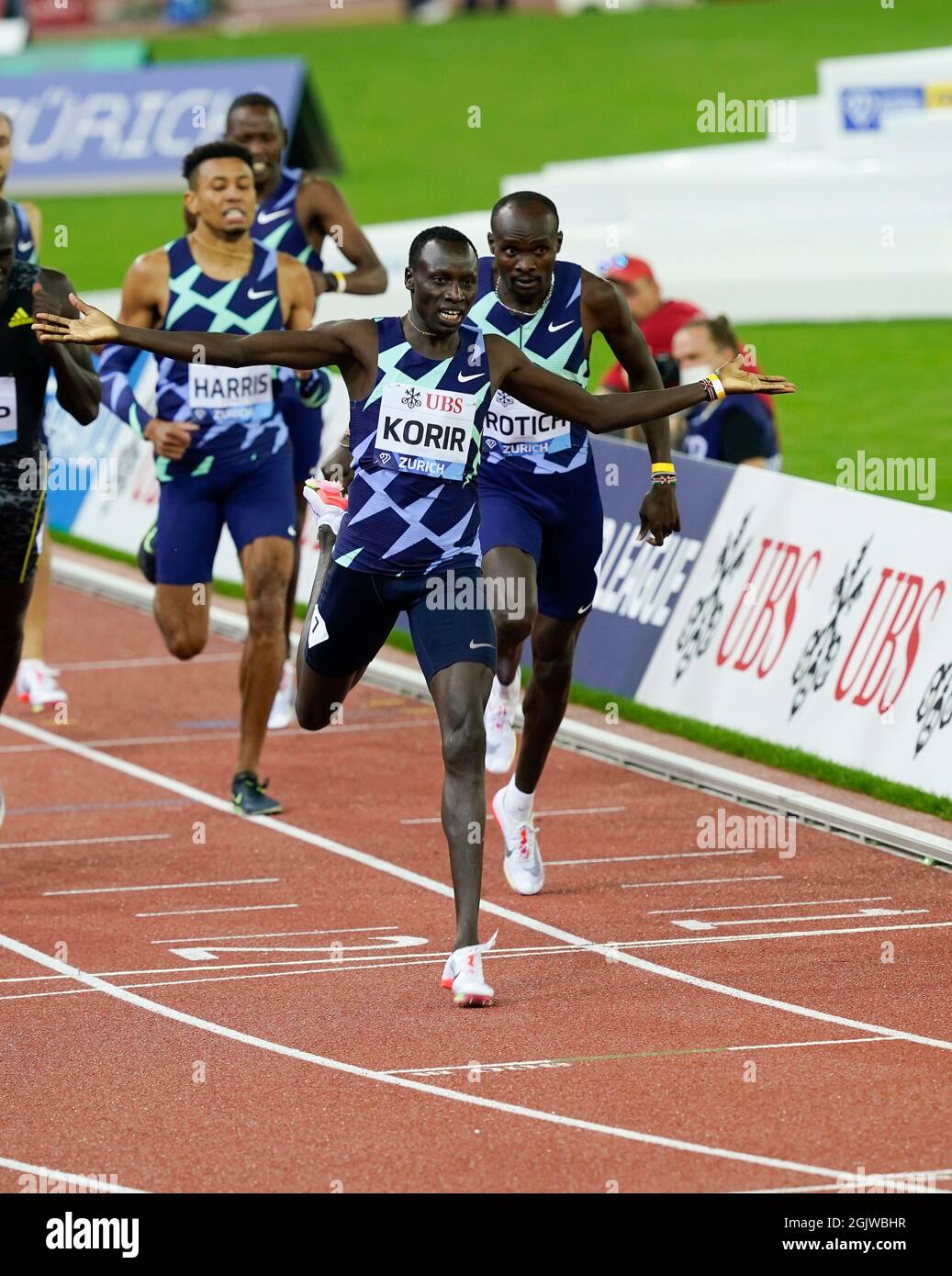 Zurigo, 09 set 2021 il vincitore di 800 m Emmanuel Korir (KEN) è stato visto in azione durante la Wanda Diamond League allo stadio Litzigrund di Zurigo Svizzera a settembre Foto Stock