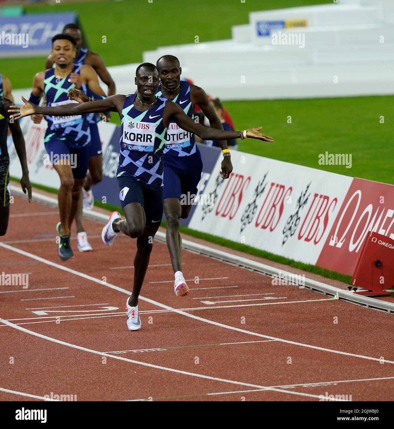 Zurigo, 09 set 2021 il vincitore di 800 m Emmanuel Korir (KEN) è stato visto in azione durante la Wanda Diamond League allo stadio Litzigrund di Zurigo Svizzera a settembre Foto Stock