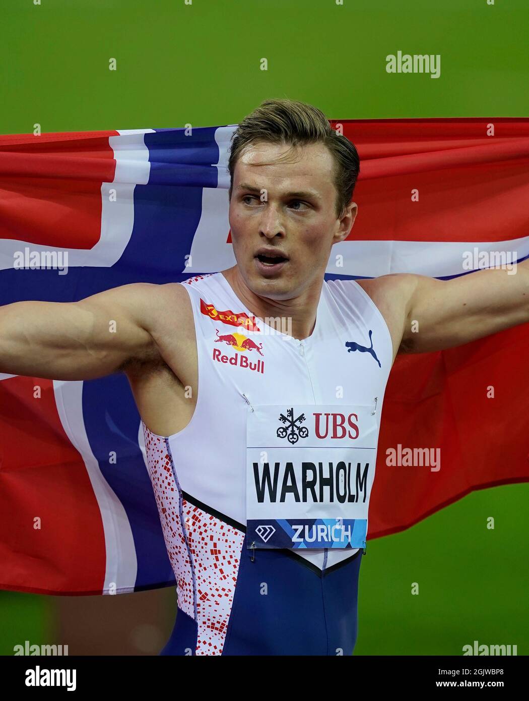 Zurigo, 09 set 2021 400m il vincitore di Hurdles Karsten Warholm (NOR) è stato visto in azione durante la Wanda Diamond League allo stadio Litzigrund Zurich Svizzerlan Foto Stock