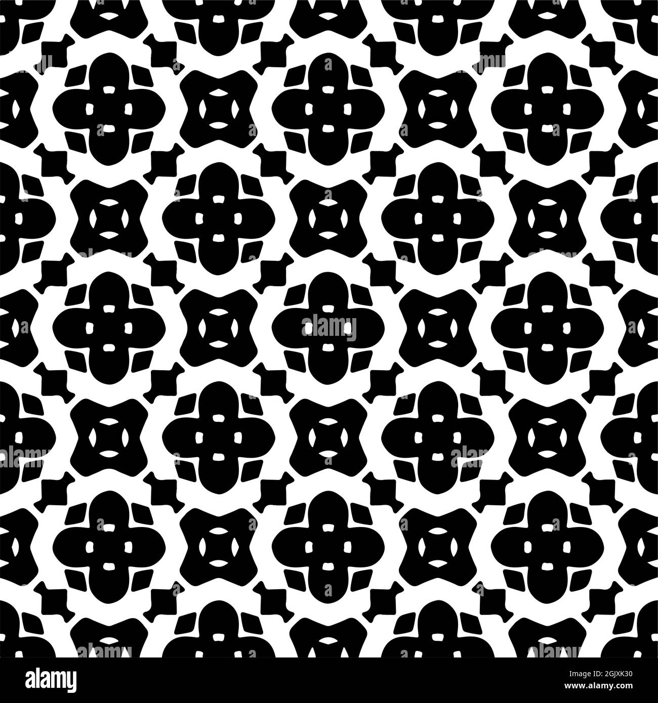 Pattern vettoriale senza giunture in stile ornamentale geometrico. Ornamento nero. Illustrazione Vettoriale