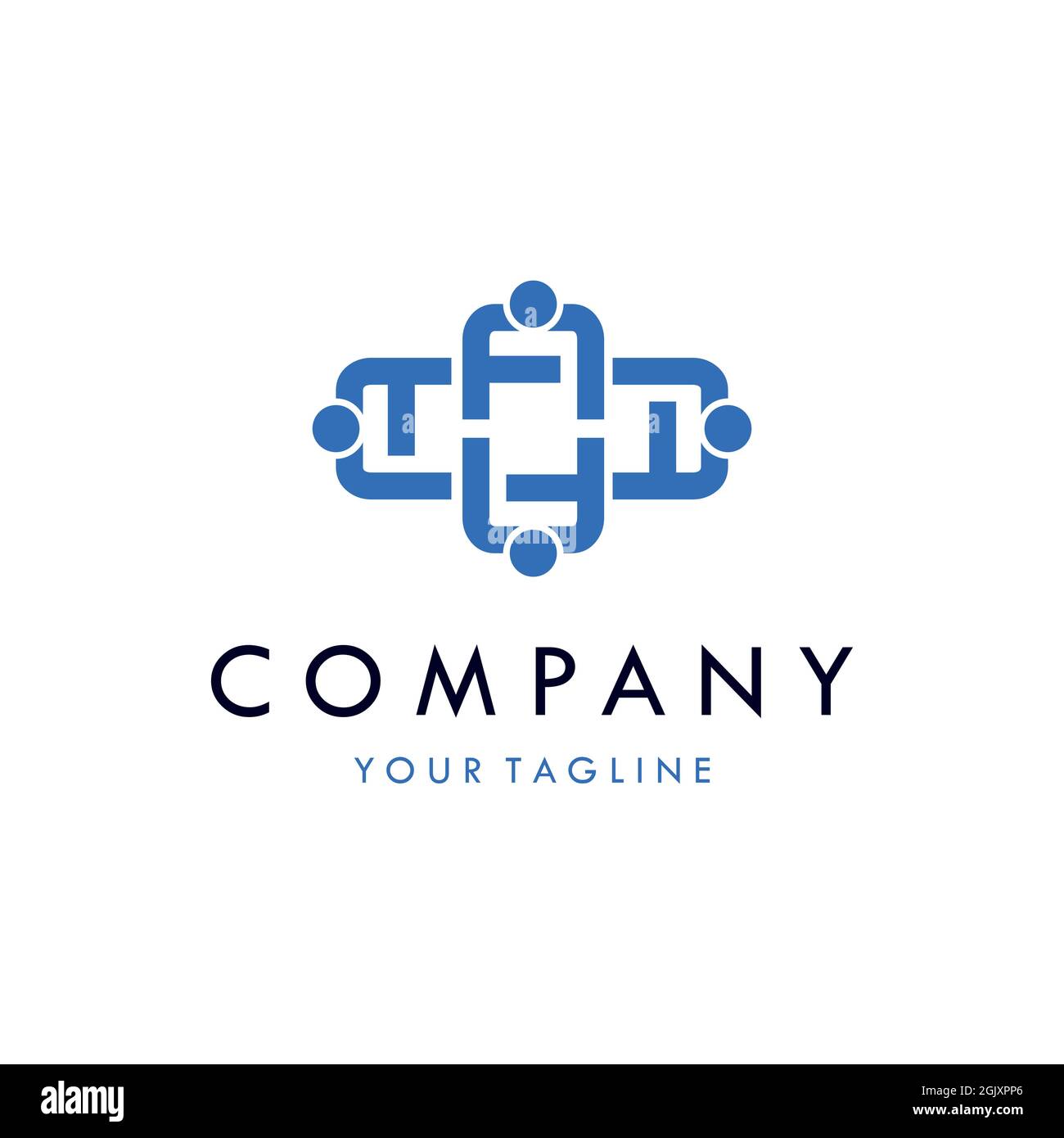 team work business logo icona flat vettoriale concetto grafico semplice design elegante Illustrazione Vettoriale