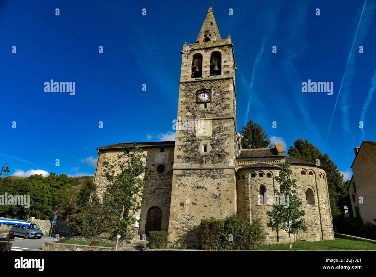 La localidad y comuna francesa de Ur se encuentra en el departamento de los Pirineos Orientales en Francia, Foto Stock