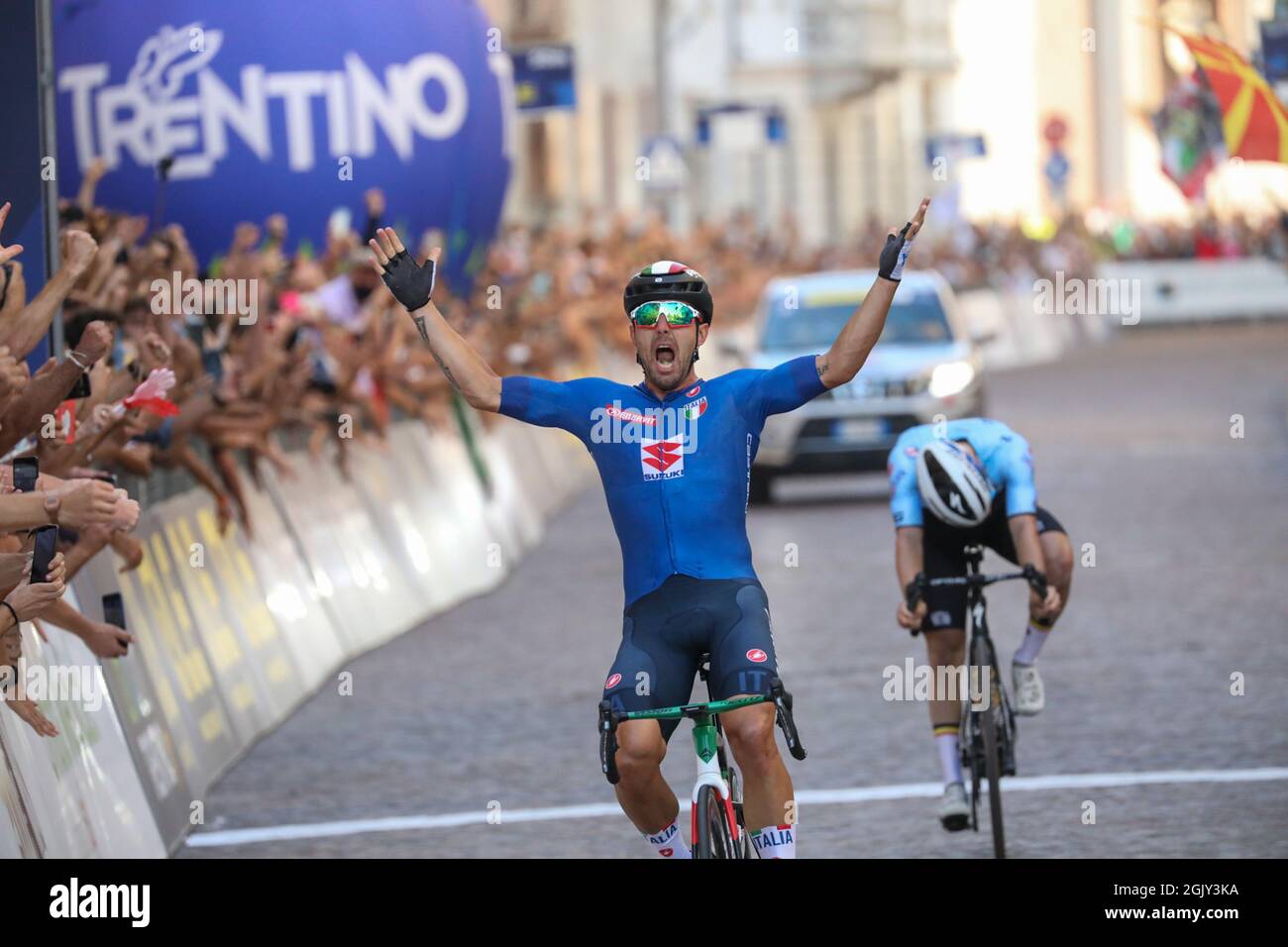 Trento, Trento, Italia, 12 settembre 2021, Sonny COLBRELLI (ITA) durante il Longines Global Champions Tour e le finali GCL - Street Cycling Foto Stock