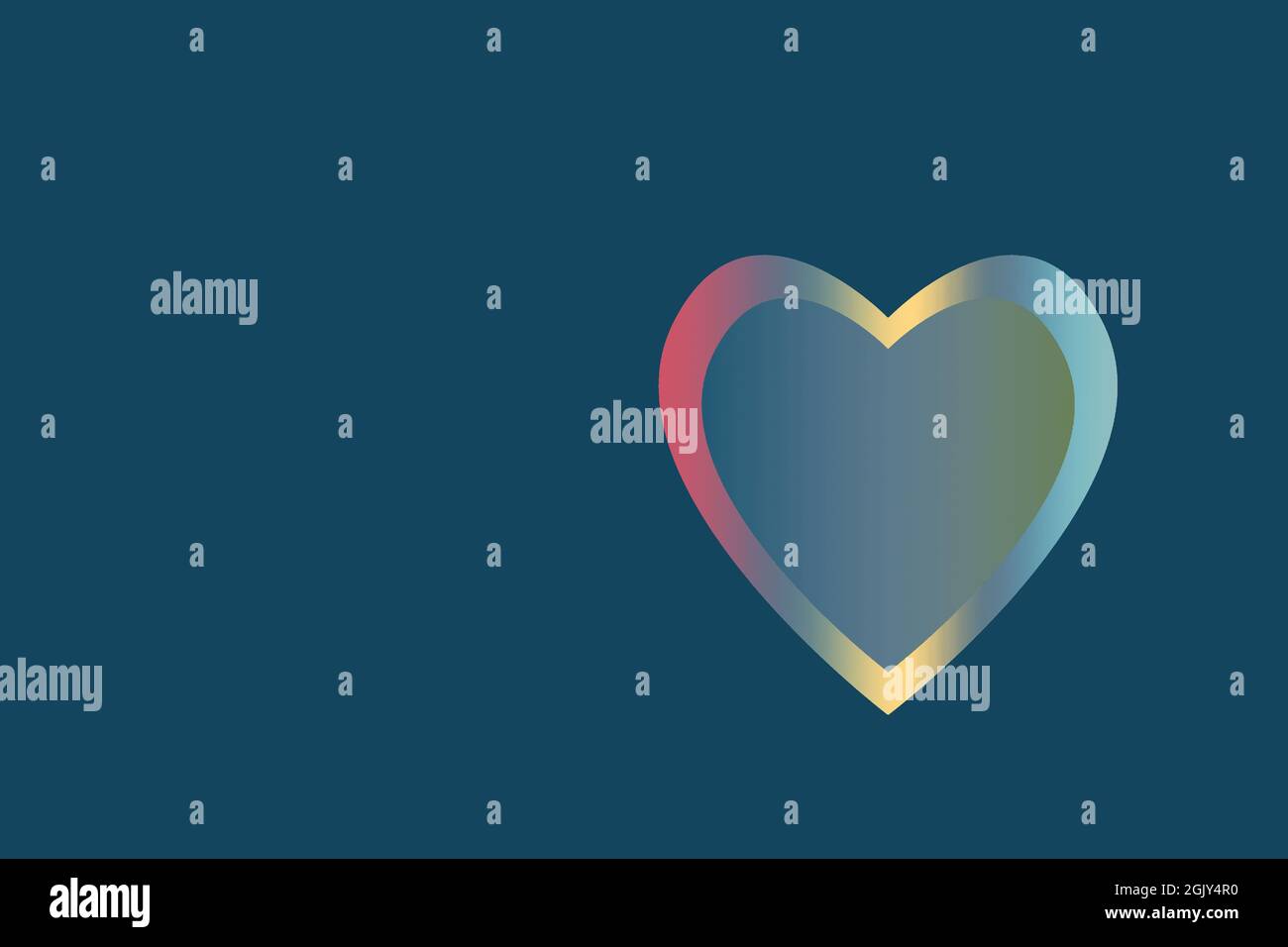 un'illustrazione astratta del cuore con tonalità multicolore su sfondo blu Foto Stock