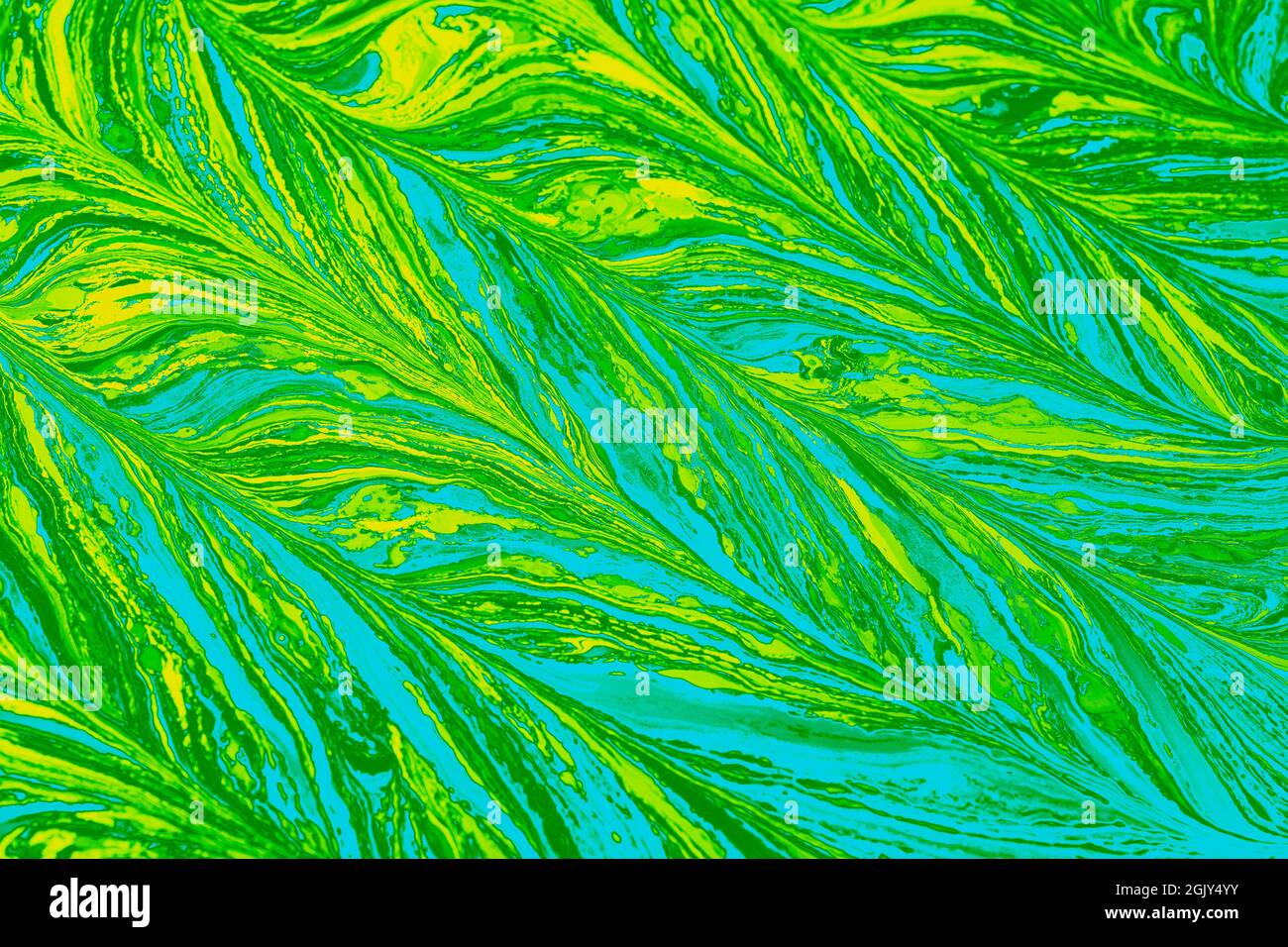 un'illustrazione astratta della pittura oleosa a forma di piuma multicolore Foto Stock