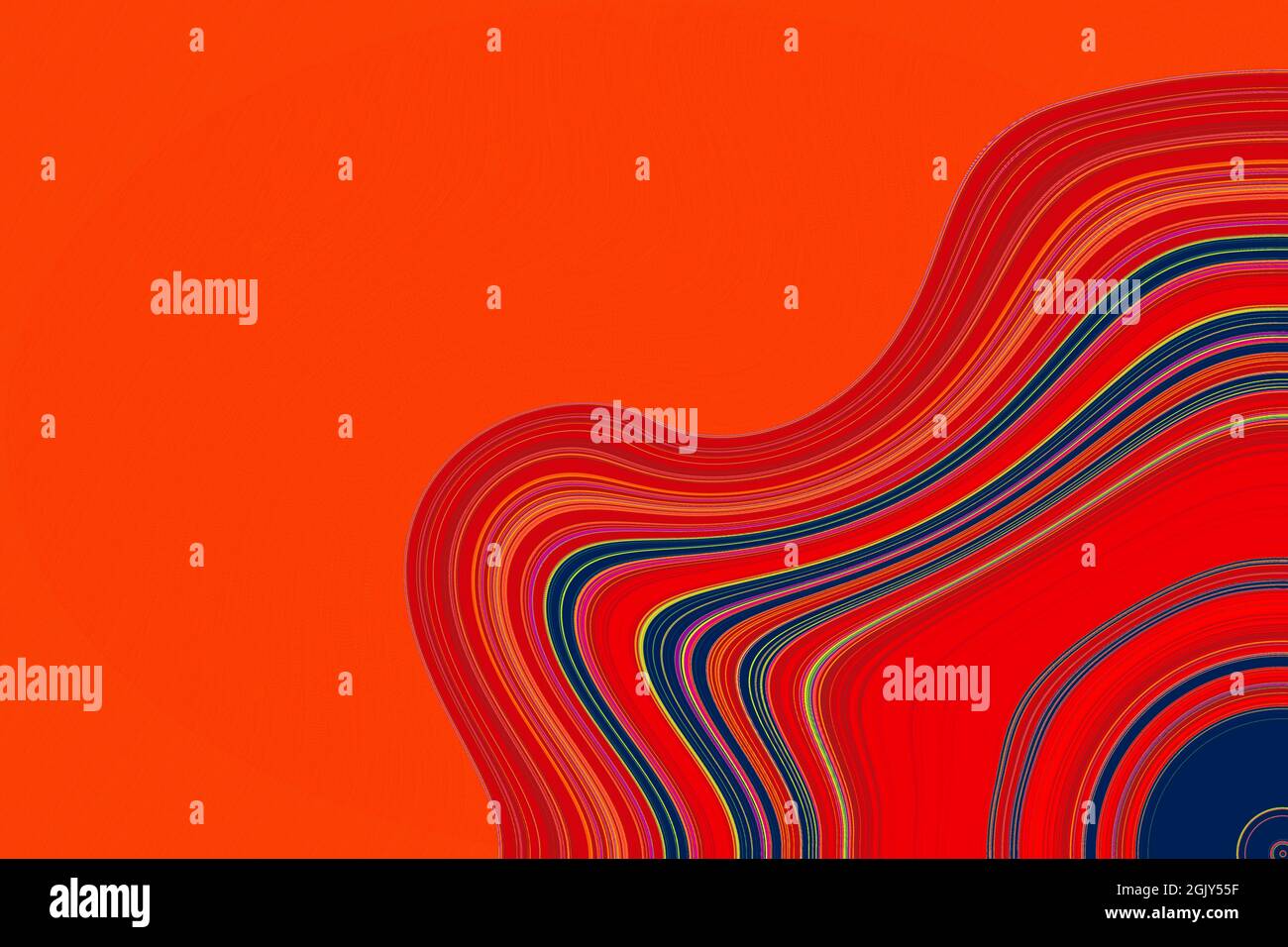 un'illustrazione astratta della pittura rossa oleosa a forma di curva multicolore Foto Stock