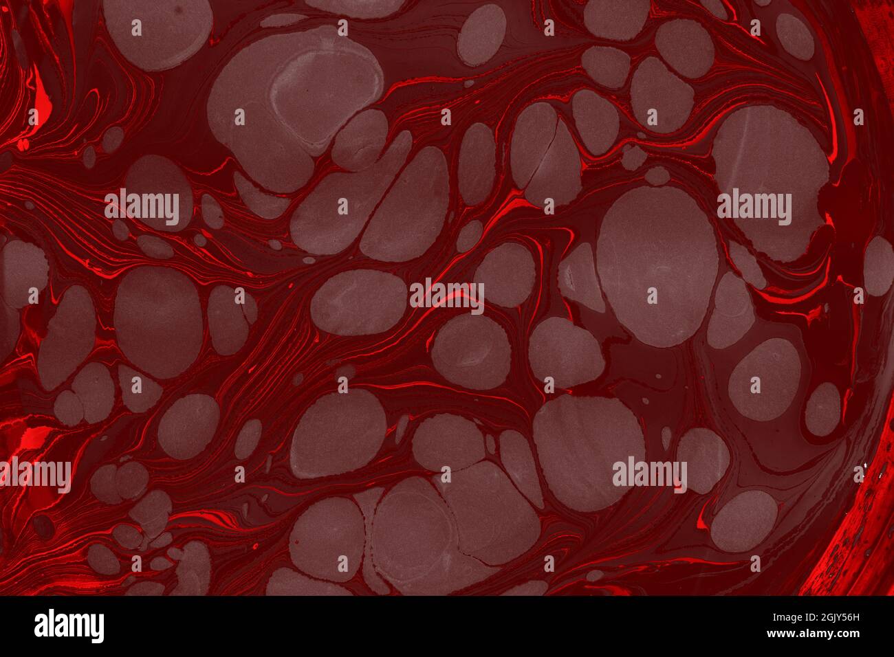 un'illustrazione astratta di doti dipinto rosso oleoso Foto Stock