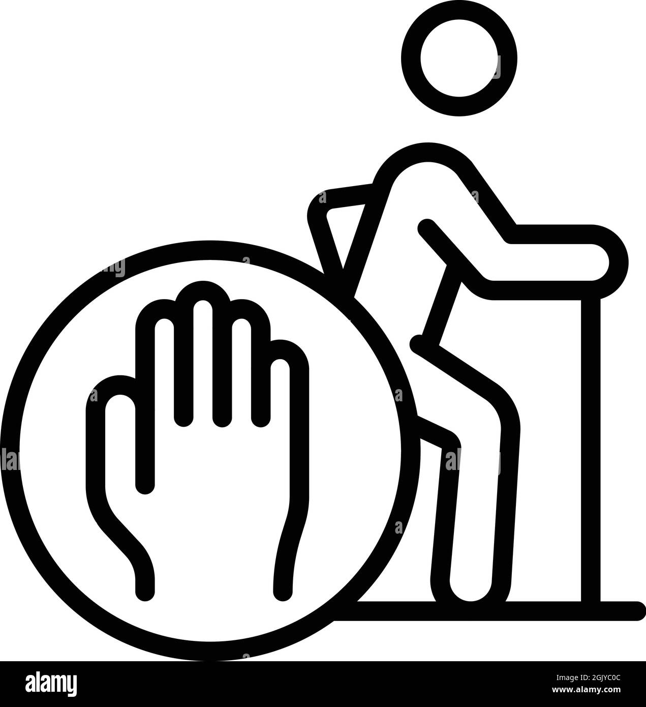 Vettore di contorno icona stereotipo ageism. Discriminazione senior. Pregiudizio della società Illustrazione Vettoriale
