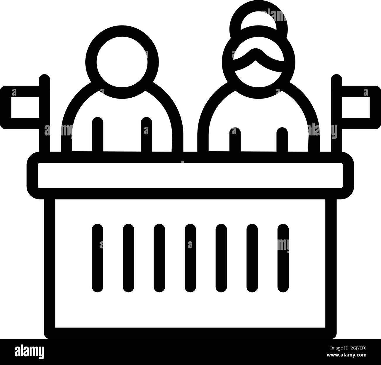 Vettore contorno icona binaria di genere. Stereotipo sociale. Parità di coppia Illustrazione Vettoriale