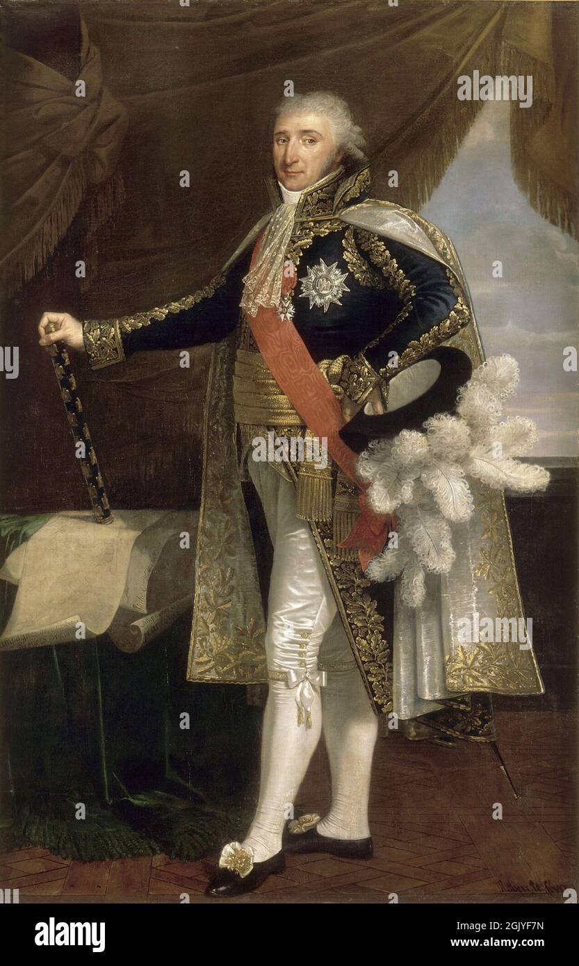 Maresciallo Pierre Augereau . Napoleone promosse i suoi uomini solo per merito, non per titolo, che gli diede un esercito formidabile durante le guerre napoleoniche. Dipinto di Robert Lefebvre. Augereau era figlio di un venditore di frutta. Foto Stock