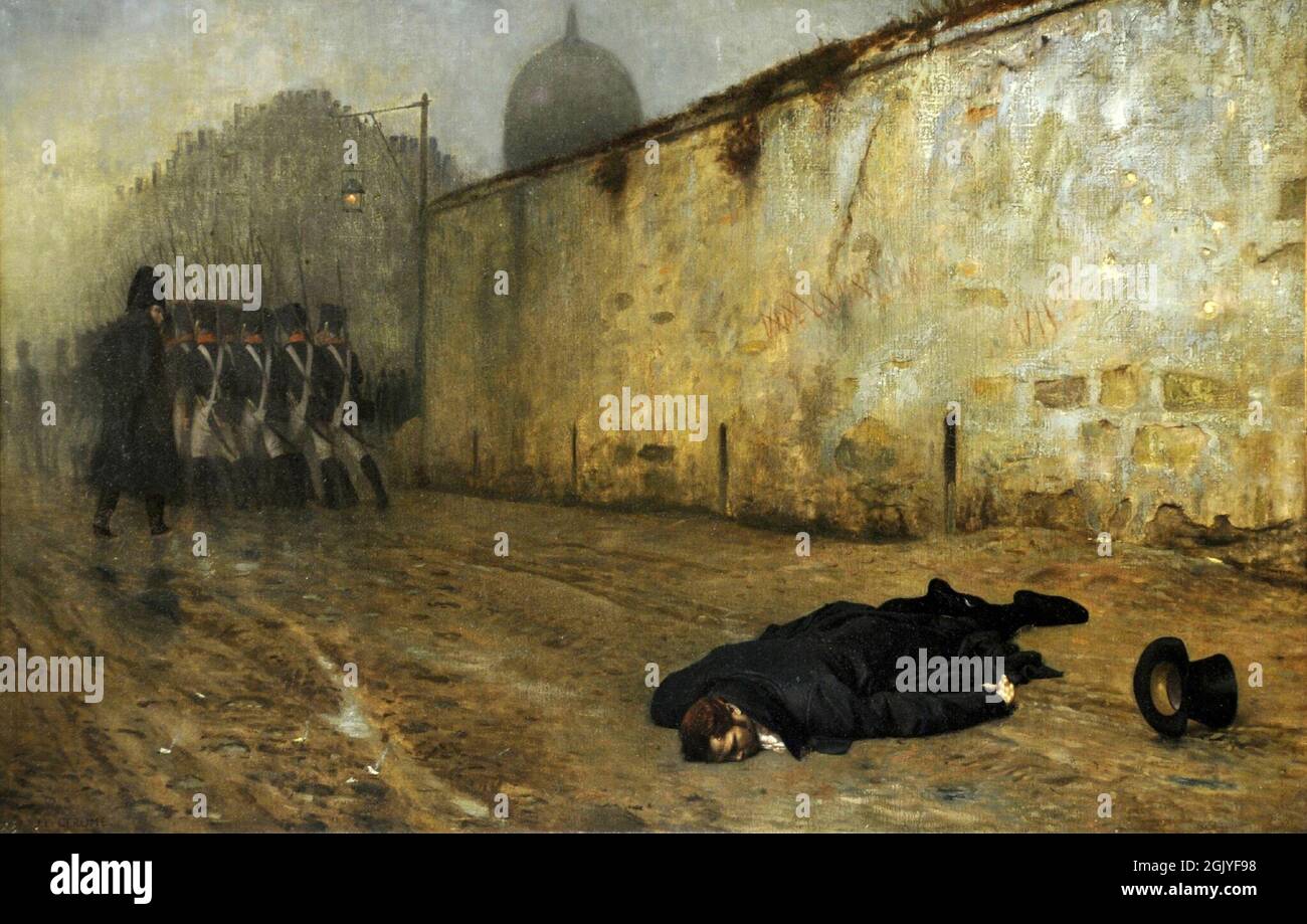 L'esecuzione di Marshal Ney. Pittura di Jean-Léon Gérôme. Ney era figlio di un cooper. Foto Stock