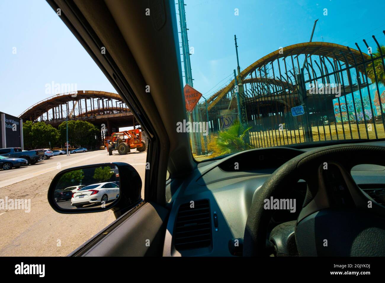 6th Street Bridge in costruzione. Centro di Los Angeles, California, Stati Uniti d'America Foto Stock