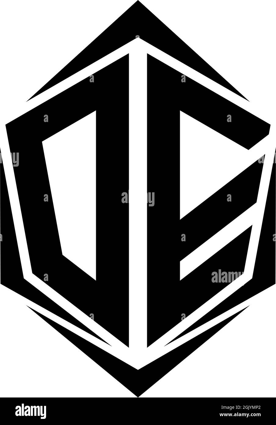 Design iniziale DEL logo DE, design iniziale del logo DE con stile Shield, branding aziendale del logo. Illustrazione Vettoriale