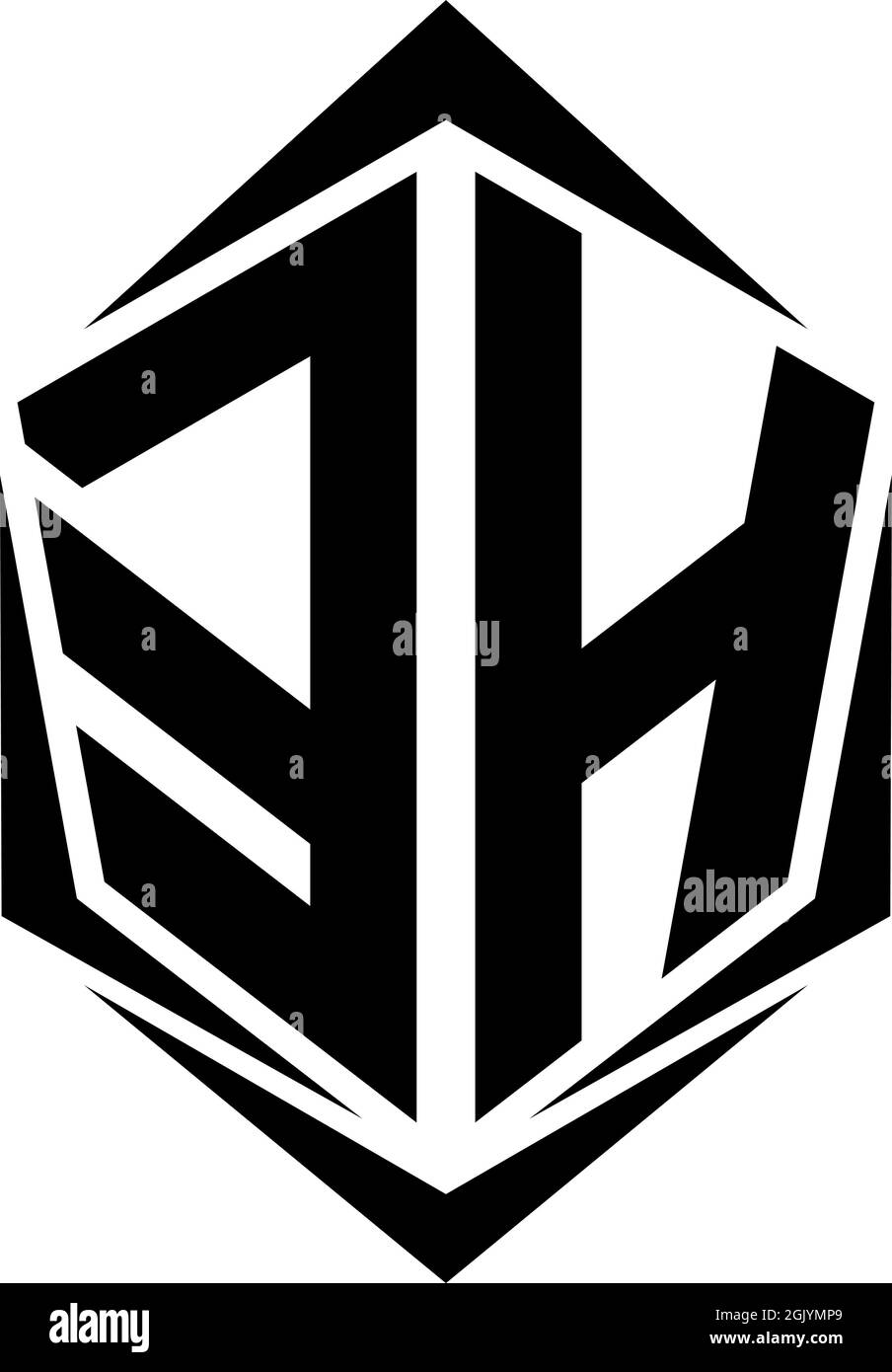 Logo EH iniziale, logo EH iniziale con stile Shield, branding aziendale con logo. Illustrazione Vettoriale